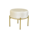 Otto Fonksiyonel Gold Ayak Naturel Sehpalı Yuvarlak Puf Krem