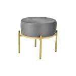Otto Fonksiyonel Gold Ayak Naturel Sehpalı Yuvarlak Puf Gri