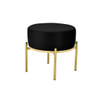 Otto Fonksiyonel Gold Ayak Naturel Sehpalı Yuvarlak Puf Siyah