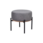 Otto Fonksiyonel Siyah Ayak Kestane Sehpalı Yuvarlak Puf Gri
