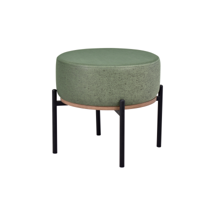 Otto Fonksiyonel Siyah Ayak Kestane Sehpalı Yuvarlak Puf Yeşil