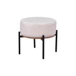 Otto Fonksiyonel Siyah Ayak Kestane Sehpalı Yuvarlak Puf Krem