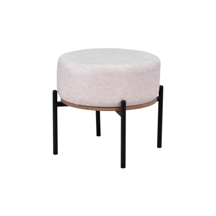 Otto Fonksiyonel Siyah Ayak Kestane Sehpalı Yuvarlak Puf Krem