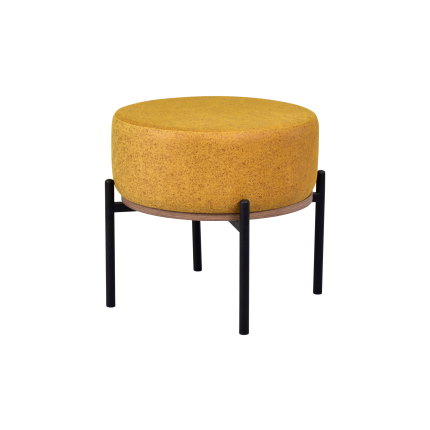 Otto Fonksiyonel Siyah Ayak Kestane Sehpalı Yuvarlak Puf Sarı