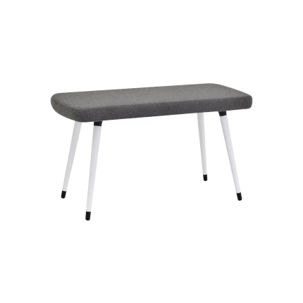 Dino Ahşap Ayak Gri Teddy Mutfak Masası Bankı Beyaz