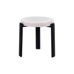 Teras Siyah Metal Ayak İstiflenebilir Mutfak-Balkon Taburesi Krem - 2 Adet - Görsel 2