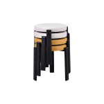 Teras Siyah Metal Ayak İstiflenebilir Mutfak-Balkon Taburesi Karışık 3 - 4 Adet