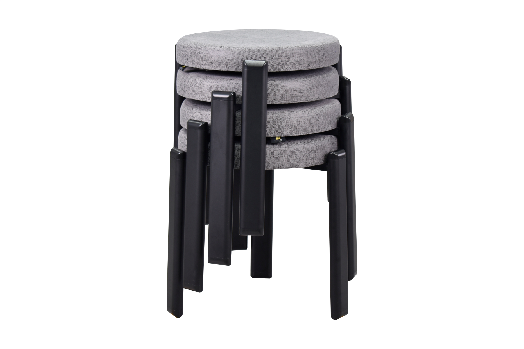 idea-soft-teras-tabure-siyah-ayak-sigma2 Teras Siyah Metal Ayak İstiflenebilir Mutfak-Balkon Taburesi Gri - 4 Adet - Görsel 1