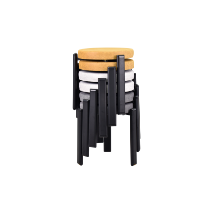 Teras Siyah Metal Ayak İstiflenebilir Mutfak-Balkon Taburesi Karışık 3 - 6 Adet