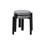 Teras Siyah Metal Ayak İstiflenebilir Mutfak-Balkon Taburesi Gri - 2 Adet