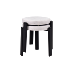 Teras Siyah Metal Ayak İstiflenebilir Mutfak-Balkon Taburesi Krem - 2 Adet