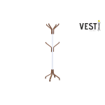 Vesti Ahşap Ayaklı Beyaz Metal Portmanto Elbise Askılığı Kestane - 6 Kollu - Görsel 2