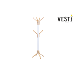 Vesti Ahşap Ayaklı Beyaz Metal Portmanto Elbise Askılığı Naturel - 6 Kollu - Görsel 2