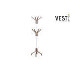 Vesti Ahşap Ayaklı Beyaz Metal Portmanto Elbise Askılığı Kestane - 8 Kollu - Görsel 2