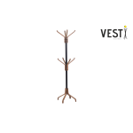 Vesti Ahşap Ayaklı Siyah Metal Portmanto Elbise Askılığı Kestane - 8 Kollu - Görsel 2