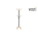 Vesti Ahşap Ayaklı Siyah Metal Portmanto Elbise Askılığı Naturel - 6 Kollu - Görsel 2