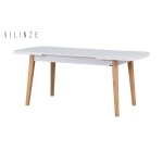 Aras Ahşap Yemek Masası Beyaz/Naturel - 80*140 cm - Görsel 2