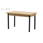 Elmas Metal Siyah Ayak Yemek Masası - 80x120 cm (80x150 cm) Naturel