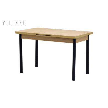 Elmas Metal Siyah Ayak Yemek Masası - 80x120 cm (80x150 cm) Naturel