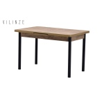 Elmas Metal Siyah Ayak Yemek Masası - 80x120 cm (80x150 cm) Kestane