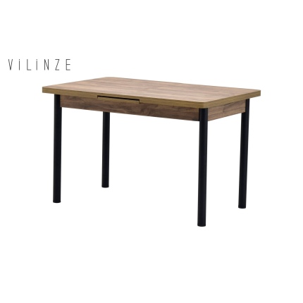 Elmas Metal Siyah Ayak Yemek Masası - 80x120 cm (80x150 cm) Kestane