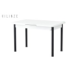 Elmas Metal Siyah Ayak Yemek Masası - 80x120 cm (80x150 cm) Beyaz