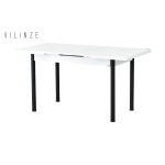 Elmas Metal Siyah Ayak Yemek Masası - 80x120 cm (80x150 cm) Beyaz - Görsel 2