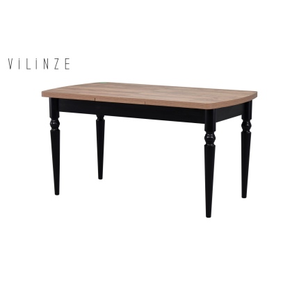 Turna Ahşap Yemek Masası - 80x140cm (80x180cm) Kestane/Siyah
