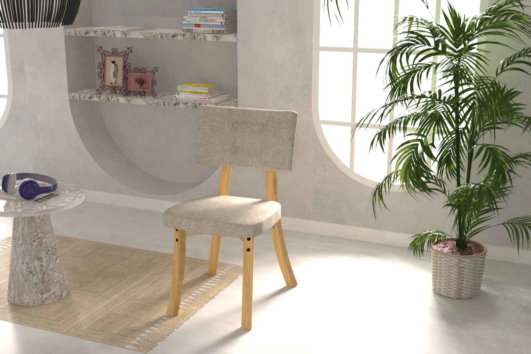 mir-vilinze1 Mir 02 Ahşap Sandalye Beyaz - Naturel - Görsel 1