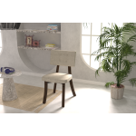 Mir 02 Ahşap Sandalye Beyaz - Kestane