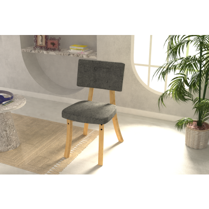 Mir 02 Ahşap Sandalye Gri - Naturel