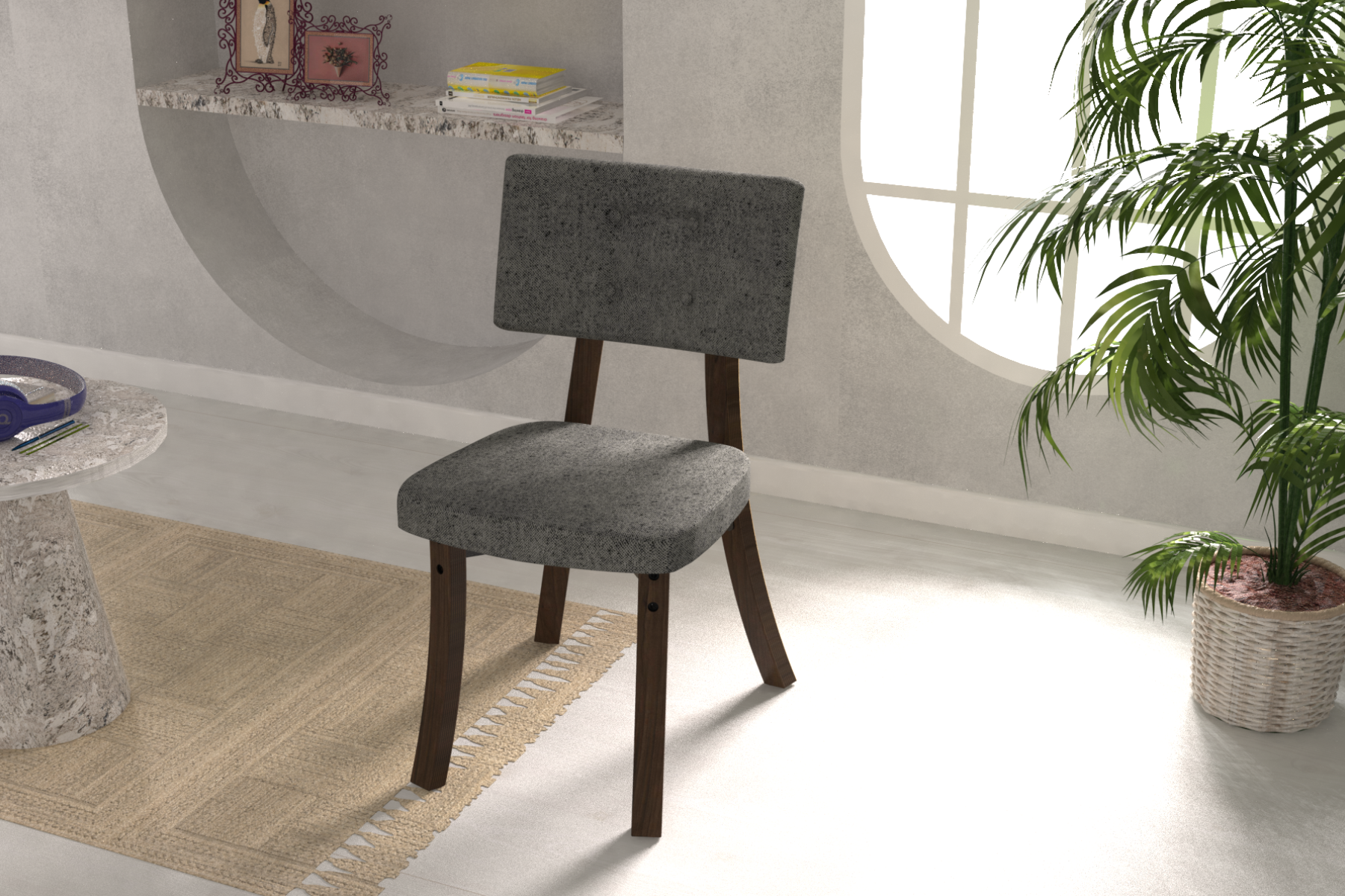 mir-vilinze5 Mir 02 Ahşap Sandalye Gri - Kestane - Görsel 1