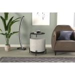 Çok Amaçlı Siyah Metal C Sehpa Puf Seti Krem