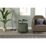 Çok Amaçlı Siyah Metal C Sehpa Puf Seti Yeşil