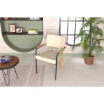 Saray Ahşap-Metal Siyah Ayak Sigma Sandalye Naturel - Beyaz