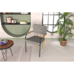 Saray Ahşap-Metal Siyah Ayak Sigma Sandalye Naturel - Gri - Görsel 2