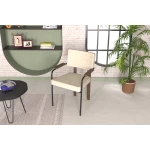 Saray Ahşap-Metal Siyah Ayak Sigma Sandalye Naturel - Beyaz - Görsel 3