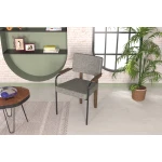 Saray Ahşap-Metal Siyah Ayak Sigma Sandalye Naturel - Beyaz - Görsel 4