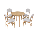 Ege Sandalye Avanos Yuvarlak Ahşap Mutfak Masası Takımı - 90x90 Cm Beyaz - Naturel - Görsel 2