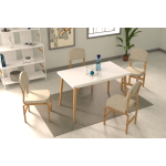 Ege Sandalye Avanos Ahşap Mutfak Masası Takımı - 70x120 Cm Beyaz - Beyaz/Naturel