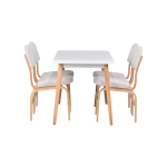 Ege Sandalye Avanos Ahşap Mutfak Masası Takımı - 70x120 Cm Beyaz - Beyaz/Naturel - Görsel 3