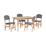 Ege Sandalye Avanos Ahşap Mutfak Masası Takımı - 70x120 Cm Gri - Naturel