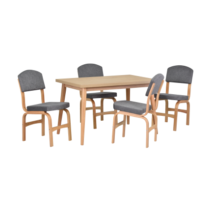 Ege Sandalye Avanos Ahşap Mutfak Masası Takımı - 70x120 Cm Gri - Naturel