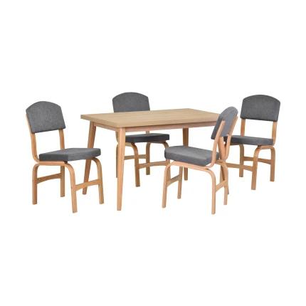 Ege Sandalye Avanos Ahşap Mutfak Masası Takımı - 70x120 Cm Gri - Naturel