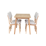 Ege Sandalye Avanos Ahşap Mutfak Masası Takımı - 70x120 Cm Beyaz - Naturel - Görsel 3