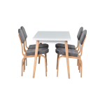 Ege Sandalye Avanos Ahşap Mutfak Masası Takımı - 70x120 Cm Gri - Beyaz/Naturel - Görsel 2