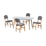 Ege Sandalye Avanos Ahşap Açılır Mutfak Masası Takımı - 70x120+30 cm Gri - Beyaz/Naturel - Görsel 2