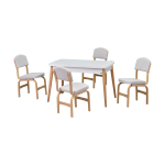 Ege Sandalye Avanos Ahşap Açılır Mutfak Masası Takımı - 70x120+30 cm Beyaz - Beyaz/Naturel