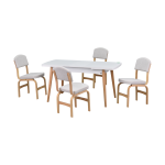 Ege Sandalye Avanos Ahşap Açılır Mutfak Masası Takımı - 70x120+30 cm Beyaz - Beyaz/Naturel - Görsel 2