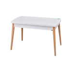 Ege Sandalye Avanos Ahşap Açılır Mutfak Masası Takımı - 70x120+30 cm Beyaz - Beyaz/Naturel - Görsel 5